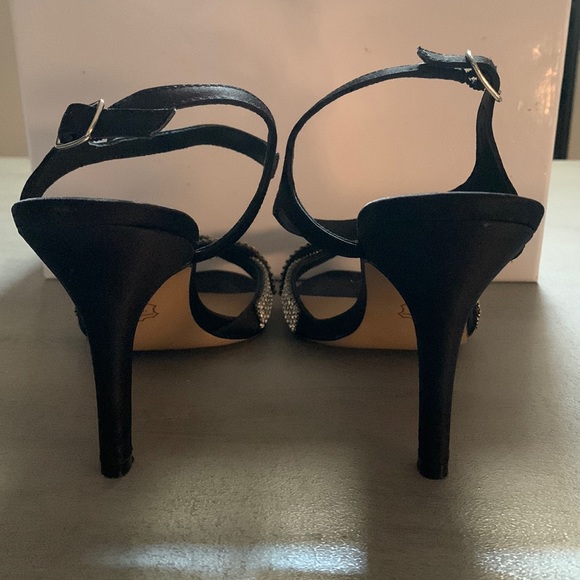 Browns “Vicky” Black Satin and Rhinestone Sandal - Picture 5 of 10